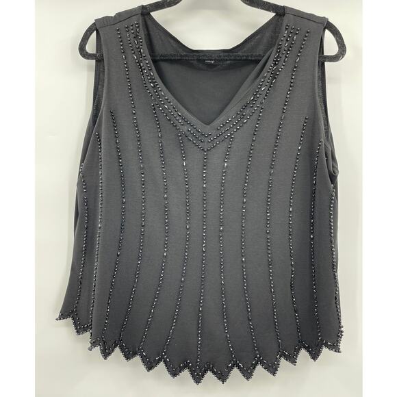 Bay Studio Evenings Black Beaded Studded Sleeveless Blouse Large - Picture 1 of 8
